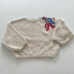 Zara chunky knit crop sweater in natural color size small